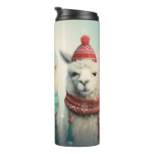 Individuelle Name Winter Llamas Thermosbecher (Nach rechts gedreht)
