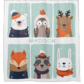 Individuelle Name Winter Tiere Duschvorhang (Vorderseite)