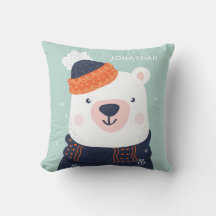 Individuelle Name Winter Tiere werfen Kissen