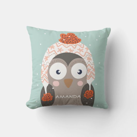 Individuelle Name Winter Tiere werfen Kissen (Vorderseite)