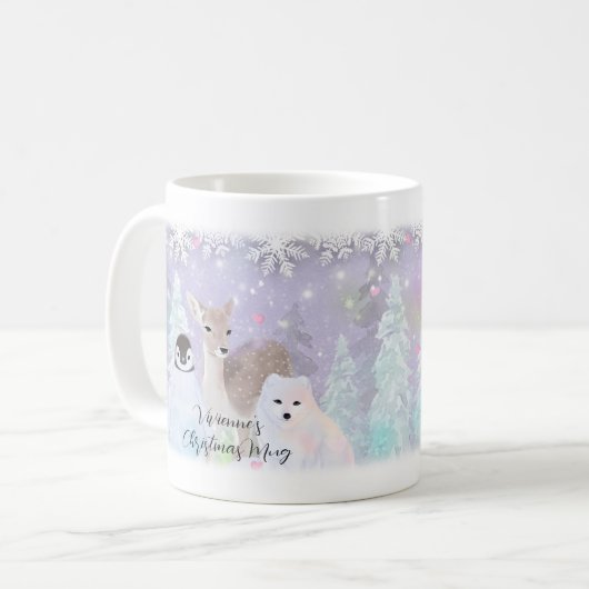 Individuelle Name Winter Wonderland Arktische Tier Kaffeetasse (Vorderseite Links)