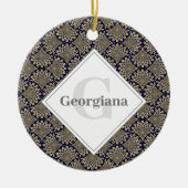 Individuelle Name Wir beobachten Sie Navy & Gold D Keramik Ornament (Vorne)