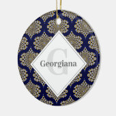 Individuelle Name Wir beobachten Sie Navy & Gold R Keramik Ornament (Links)