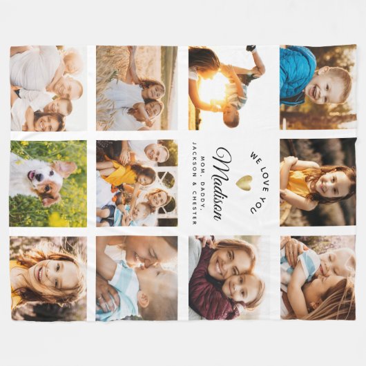 individuelle Name Wir Liebe Sie Modernes Foto Fleecedecke (Vorderseite (Horizontal))