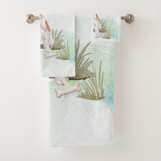 Individuelle Name Wire Hairs Jack Russell Pet Dog Badhandtuch Set (Insitu)