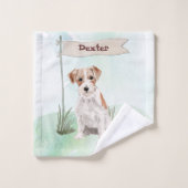 Individuelle Name Wire Hairs Jack Russell Pet Dog Badhandtuch Set (Waschlappen)