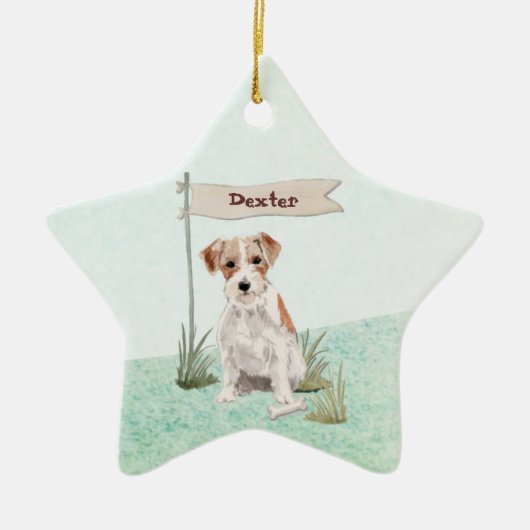 Individuelle Name Wire Hairs Jack Russell Pet Dog Keramik Ornament (Vorne)
