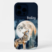 Individuelle Name Wolf Wolves Howling am Mond iPhone Hülle (Rückseite)