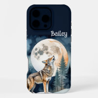 Individuelle Name Wolf Wolves Howling am Mond