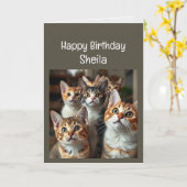 Individuelle Name Women Birthday Funny Cat Karte (Gelbe Blume)