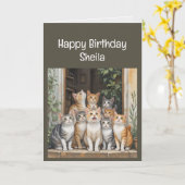 Individuelle Name Women Birthday Funny Cat Karte (Gelbe Blume)