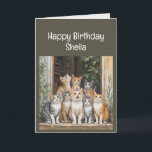Individuelle Name Women Birthday Funny Cat Karte<br><div class="desc">Individuelle Name Frauen Geburtstag Funny Cat Crazy Katze Lady über dem Hügel</div>