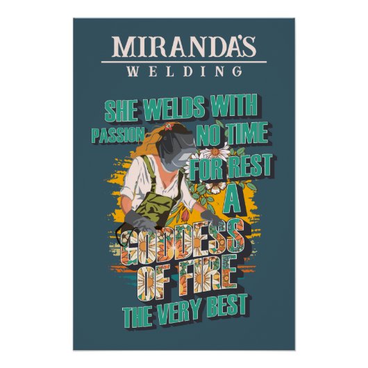 Individuelle Name-Workshop Welder Girl-Zitat-Retro Poster (Vorderseite)