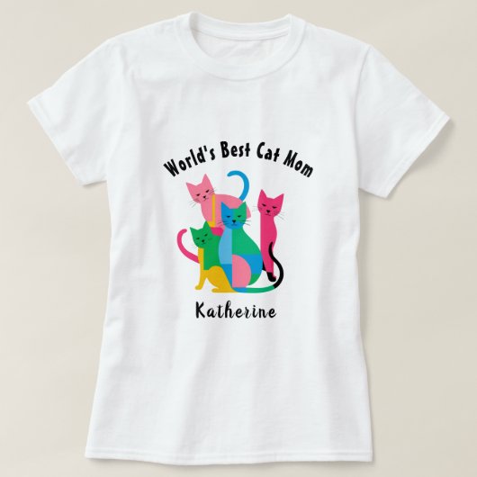 Individuelle Name World's Best Cat Mama T - Shirt (Design vorne)