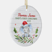 Individuelle Name Year Baby's First Christmas Elep Keramik Ornament (Rechts)