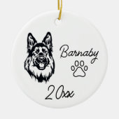 Individuelle Name & Year Line Art Keramik Ornament (Vorne)