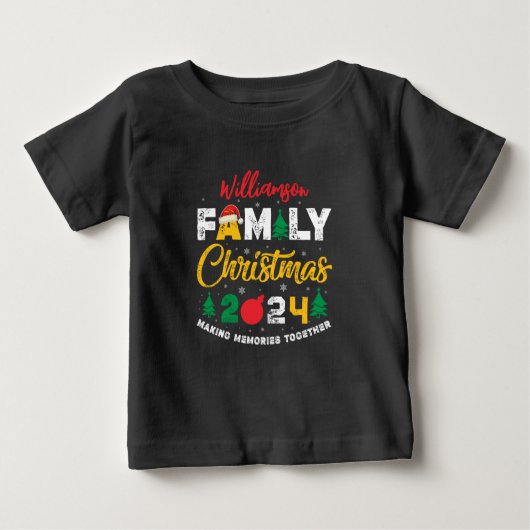 Individuelle Name Year Matching Family Weihnachten Baby T-shirt (Vorderseite)