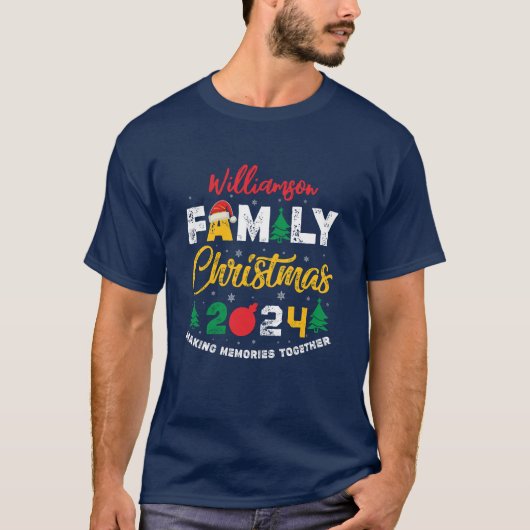 Individuelle Name Year Matching Family Weihnachten T-Shirt (Vorderseite)