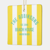 Individuelle Name Yellow Cabana Strip Keramikornament (Links)