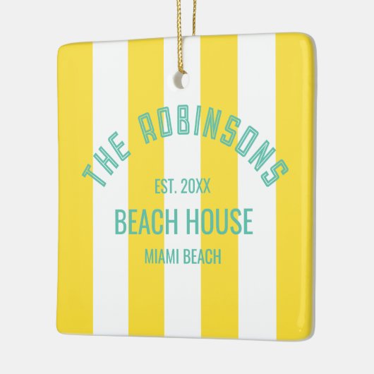 Individuelle Name Yellow Cabana Strip Keramikornament (Links)