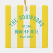 Individuelle Name Yellow Cabana Strip Keramikornament (Vorderseite)