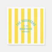 Individuelle Name Yellow Cabana Strip Serviette (Vorderseite)