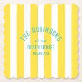 Individuelle Name Yellow Cabana Strip Untersetzer (Vorderseite)