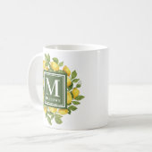 Individuelle Name Yellow Citrus Lemon Monogramm Kaffeetasse (Vorderseite Links)