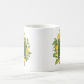 Individuelle Name Yellow Citrus Lemon Monogramm Kaffeetasse (Mittel)