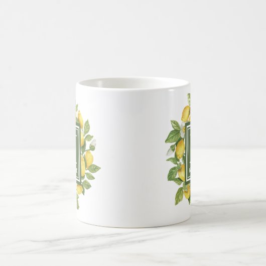 Individuelle Name Yellow Citrus Lemon Monogramm Kaffeetasse (Mittel)