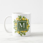 Individuelle Name Yellow Citrus Lemon Monogramm Kaffeetasse (Links)