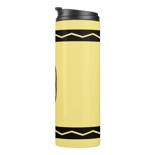 Individuelle Name Yellow Crayon Travel Mug Drink T Thermosbecher (Nach rechts gedreht)