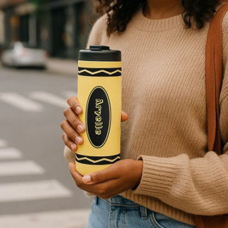 Individuelle Name Yellow Crayon Travel Mug Drink T Thermosbecher