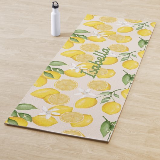 Individuelle Name Yellow Lemon Frucht Muster Yoga Yogamatte (Beispiel)