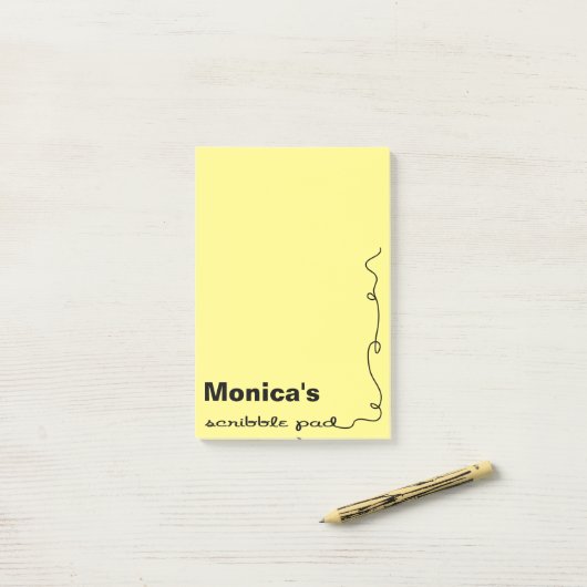 Individuelle Name Yellow Scribble Pad Post-it Klebezettel (Auf Schreibtisch)