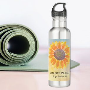 Individuelle Name Yoga Instructor Sonnenblume Edelstahlflasche