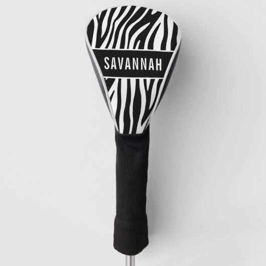 Individuelle Name Zebra Animal Print Muster Classi Golf Headcover (Vorderseite)