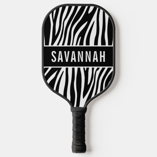 Individuelle Name Zebra Animal Print Muster Classi Pickleball Schläger (Vorderseite)
