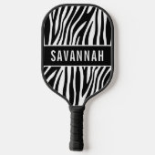 Individuelle Name Zebra Animal Print Muster Classi Pickleball Schläger (Rückseite)