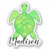 Individuelle Name Zen Mandala Turtle Aufkleber (Vorderseite)