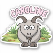 Individuelle Name Ziege Cartoon Aufkleber (Vorderseite)