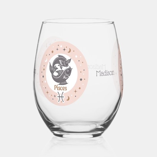Individuelle Name Zodiac Sign Fisces Weinglas Ohne Stiel (Links)