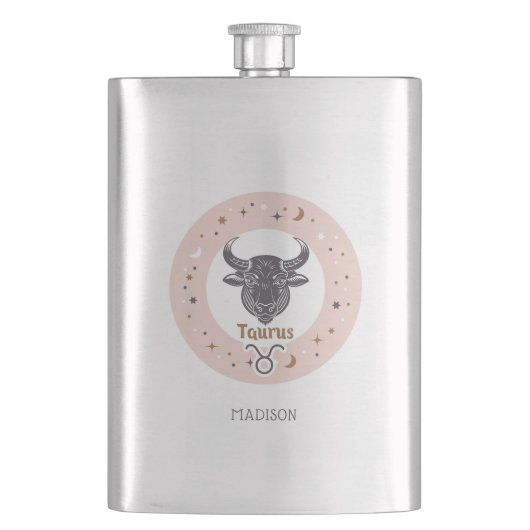 Individuelle Name Zodiac Sign Taurus Flachmann (Vorderseite)