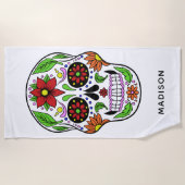Individuelle Name Zucker Badetuch Skull (Vorderseite)