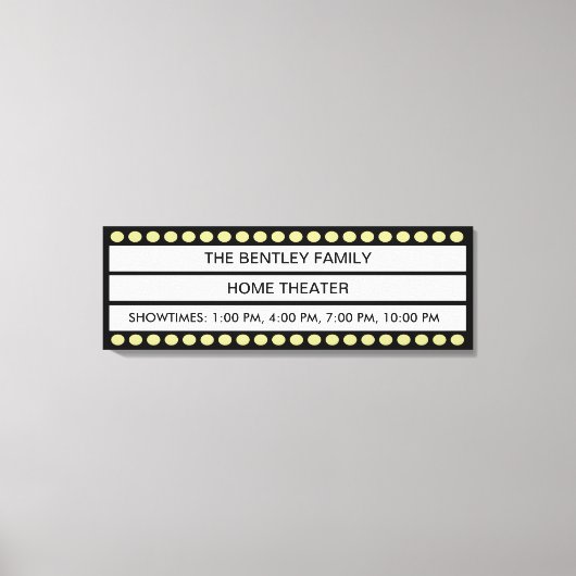 Individuelle Name Zuhause Movie Theater Marquee Pe Leinwanddruck (Vorderseite)