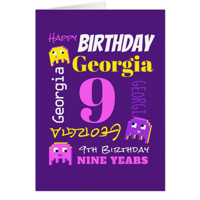 individuelle Name zum 9. Geburtstag (Vorne)