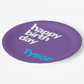 individuelle Name zum Geburtstag Mindest modernes  Pappteller (Schrägansicht)