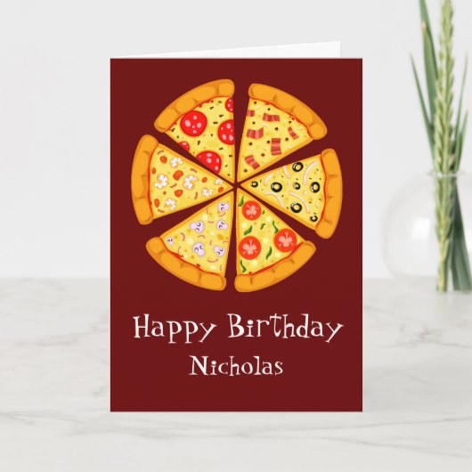 Individuelle Name zum Geburtstag mit Pizza Karte (Vorderseite)