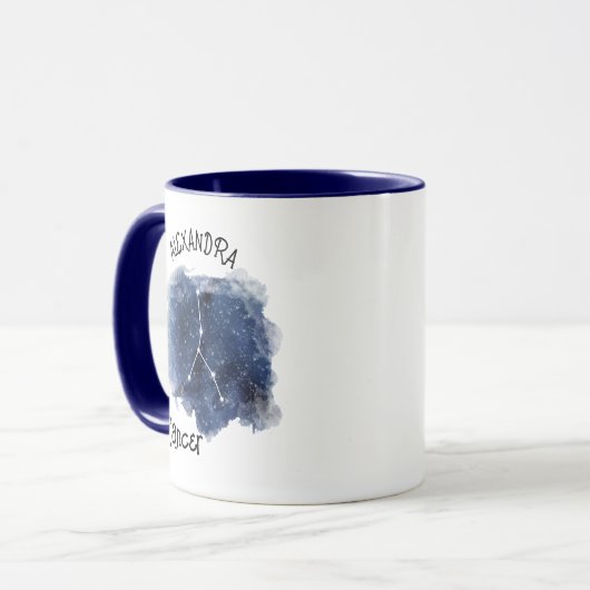 Individuelle Name zur Krebssternennacht Tasse (Vorderseite Links)