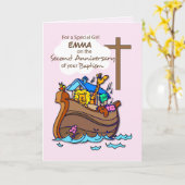 Individuelle Name Zweiter Jahrestag der Taufe Girl Karte (Gelbe Blume)